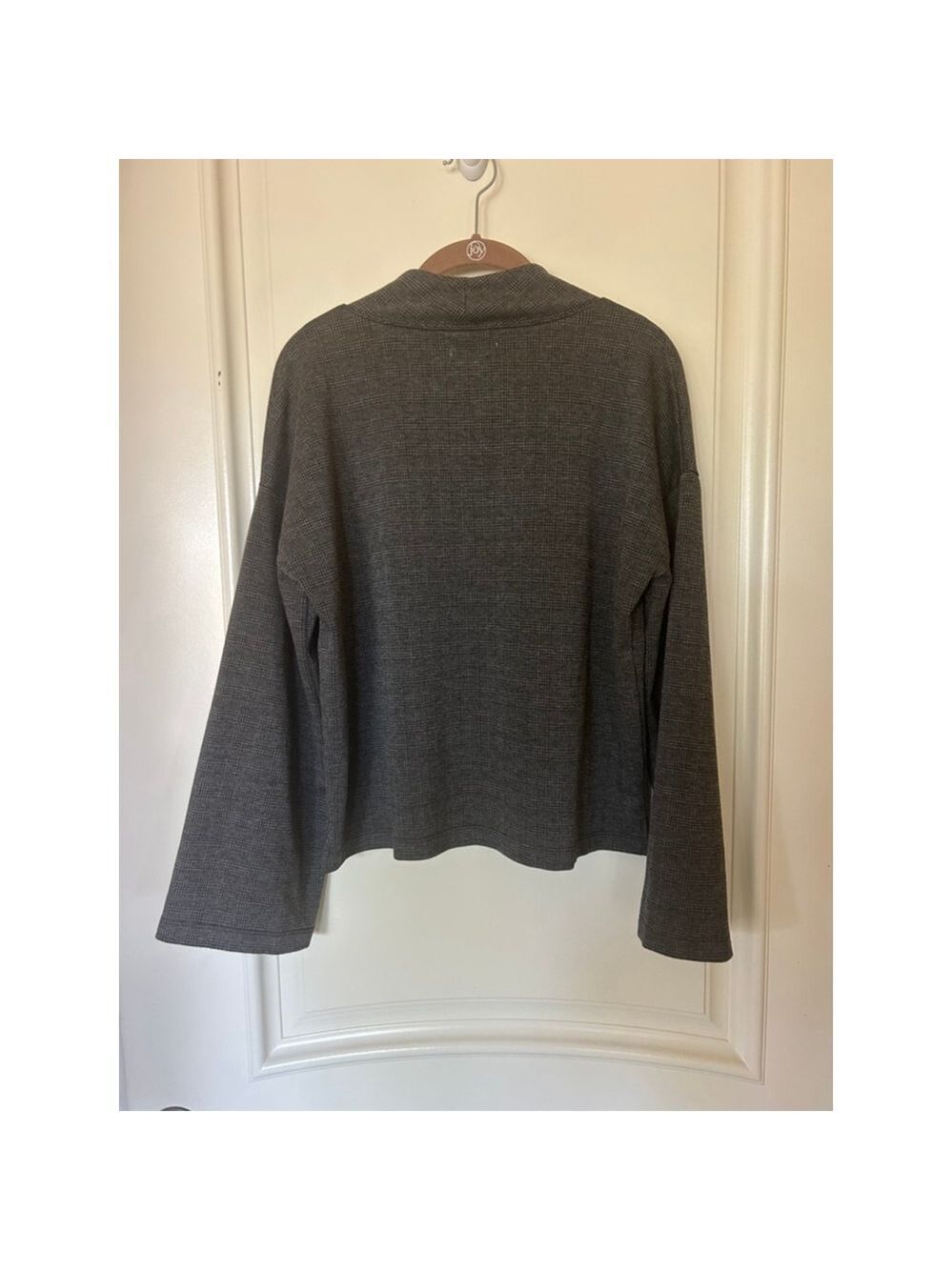Women's Madewell Mockneck Sweatshirt M Gray Black Houndstooth - Picture 4 of 8